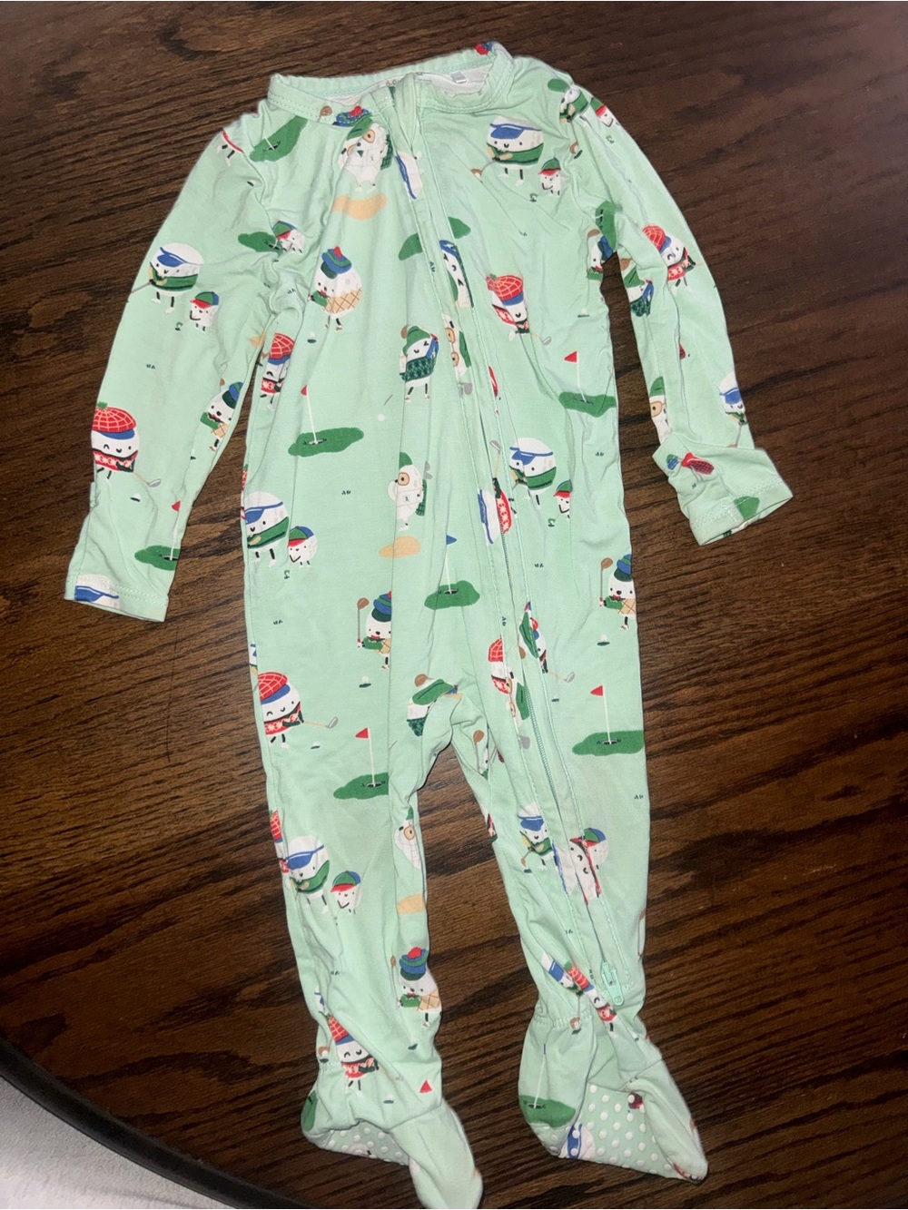 Angel Dear Kids Mint Green Golf Print Zip-Front One-Piece